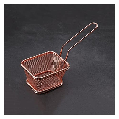 Cesta coladora de acero inoxidable tamiz para freír mini colador de patatas fritas con mango reforzado cesta blanqueadora (plata) (plata)
