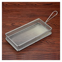 Cesta de colador de acero inoxidable Filtro de freír rectangular Papas fritas de cocina Cesta para escaldar (Plata) (Plata) precio