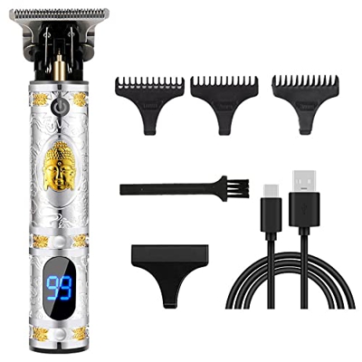 GANMEI Cortapelos Profesional para Hombres, Recortadora de Barba EléCtrica, Pantalla Digital, Recargable por USB, Corte de Pelo InaláMbrico, Buda