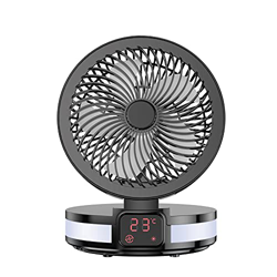 Mini Desktop Fan USB Portable Foldable Real-Time Temperature Suitable for Home or Office Individuals (Color : Black) en oferta