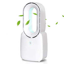 Bladeless Fan Portable Rechargeable Breeze Quiet Fan with Touch Control 5-Colors Decorative LED Light Desktop Fan for Office Bedroom Party en oferta