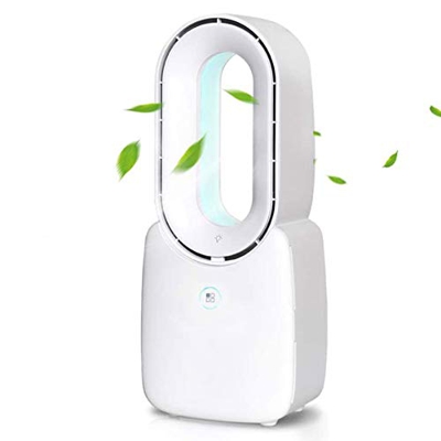 Bladeless Fan Portable Rechargeable Breeze Quiet Fan with Touch Control 5-Colors Decorative LED Light Desktop Fan for Office Bedroom Party