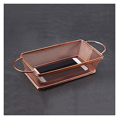 Cesta de colador Herramientas de cocina Cesta portátil Papas fritas tamiz cuadrado de acero inoxidable Colador de aceite cesta para blanquear (rosa)
