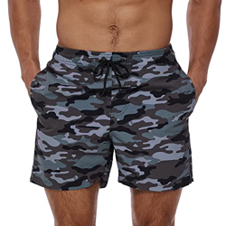 Arcweg Pantalones cortos de playa para hombre, forro de malla con bolsillos, pantalones cortos de natación de secado rápido, repelentes al agua, camou características