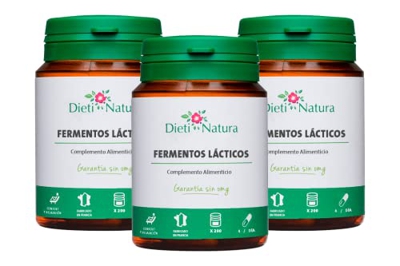 (Pack de 3) Fermentos Lácticos 200 cápsulas de Dieti Natura. Equilibrio de la flora intestinal [Fabricado en Francia][Garantía Sin OGM ni Gluten]