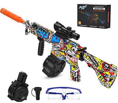 Innedu Electric Gel Blaster, M4A1 Splatter Blaster, Two Modes Gel Blaster Gun con 60000 Balas y Gafas, Actividades de Tiro al Aire Libre en Equipo par