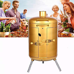 Parrilla de carbón vertical con tapa y rejilla, parrilla de barbacoa portátil con sartén antiadherente, parrillas para barbacoa al aire libre y ahumad en oferta