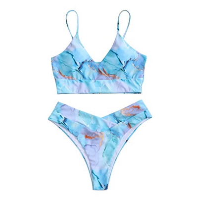 Nuevo Bikinis Mujer Push Up Conjunto De BikinisTie-Dye Cintura Alta,Atractivo 2021 Traje De BañO de Bikins Halter en V Cuello Brasilenos CláSico BañAd