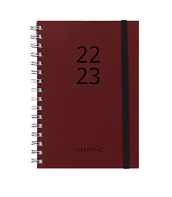 Agenda 2022 2023 - Garnet - Día Página - Tamaño A5 - 14,5 x 21,2 cm - Idioma: Español-Inglés - Incluye cinta de registro - Papertrac