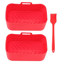 TOPINCN 2 Uds Cesta de Silicona para Freidora, Forro Antiadherente para Freidora con Cepillo Freidora de Silicona Cuenco para Freidora de Aire Accesor en oferta