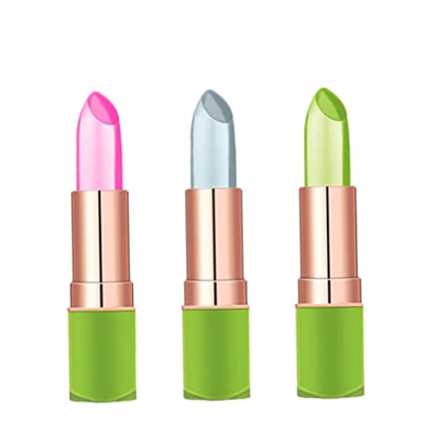 Vibely Aloe Vera Lipstick Long Lasting Moisturizer Lip Balm Temperature Color Change Lip Gloss Set 3PCS.