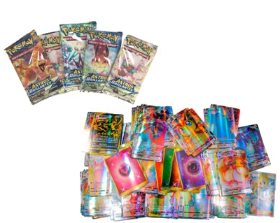 Cartas Pokemon V-VMAX en Español de Alta Potencia, Colección de Cartas Brillantes, Cartas Fantásticas Extraoficiales (100 Vmax + 5 Sobres)