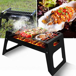 Saturey Barbacoa de pie Grill de carbón de leña Engrosada Plegable al Aire Libre Utensilios de Barbacoa de Acero Inoxidable Plegable for el hogar Barb características