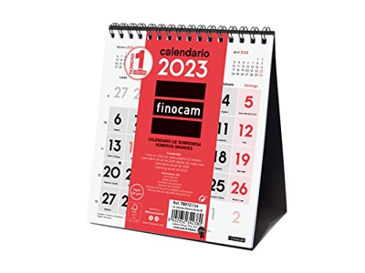 Finocam - Calendario 2023 Neutro de Sobremesa Números Grandes Enero 2023 - Diciembre 2023 (12 meses) Español