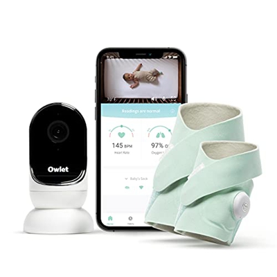 Owlet Monitor Duo Plus - Smart Sock Plus + Cámara HD Video Cam, Supervisa la Frecuencia Cardíaca, Nivel de Oxígeno y Patrones del Sueño - Verde Menta