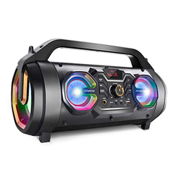 Altavoz Bluetooth, TENMIYA 30W Altavoces Portatil Bluetooth con Radio FM, Luces de Colores, Remoto, Juego USB/AUX/TF Card. Boombox Bluetooth Apto para en oferta
