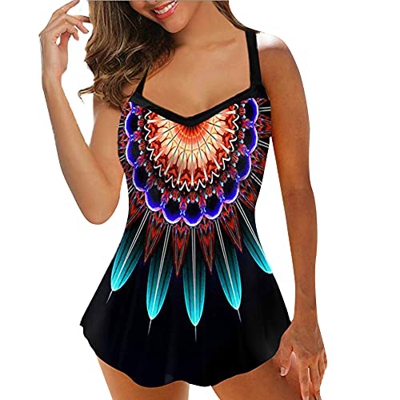 Traje De Baño Mujer, Conjuntos de Traje de baño Tankini para Mujer, Bañador de Baño Tankinis Mujer Traje de Baño de Dos Piezas Bikini Tallas Grandes P