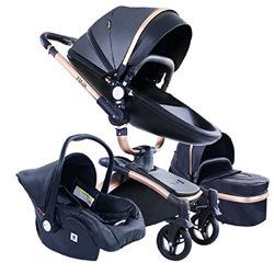 Sistema de Viaje 3 en 1 Silla de Paseo 3 en 1 Cochecito de Bebé Carrito con Capazo para Recién Nacido Cochecito de Viaje Portátil Plegable con Paisaje en oferta