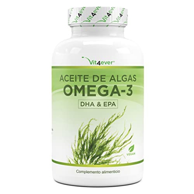 Omega 3 vegano - 120 cápsulas - Altamente dosificado con 1.500mg de aceite de algas por dosis diaria - Premium: materia prima de marca life's®Omega - 