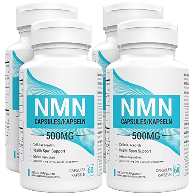 NMN Suplementos con Fuerza Máxima | 500 mg por Cápsula | Potentes Niveles de Boost NAD+ para Apoyar el Rendimiento Mental y Antienvejecimiento | Suple