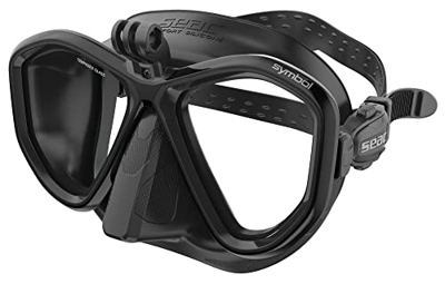 Seac Symbol Pro - Máscara de Buceo Fabricada en Italia con Lente simétrica con conexión Universal para cámara de acción