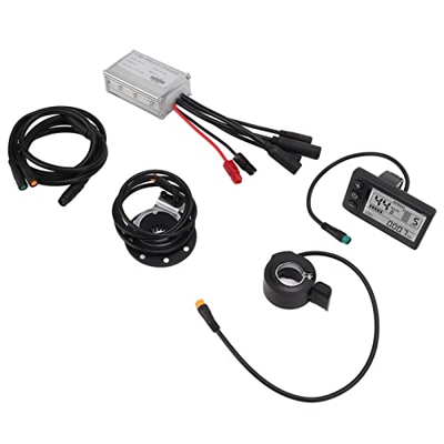 Emoshayoga Controlador de Velocidad de Bicicleta, Kit de Conversión de Bicicleta Eléctrica Totalmente Impermeable con Panel S866 Cable 1 a 2 para Moto