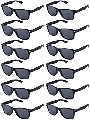 LFYXCW Paquete de 12 Gafas de Sol de Fiesta de Colores Retro Vintage para Adulto (12 negro)