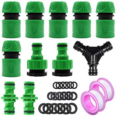 Kit de conector de manguera de jardín de 11 piezas, conectores de manguera de enchufe doble, conectores rápidos de manguera, conector de derivación de