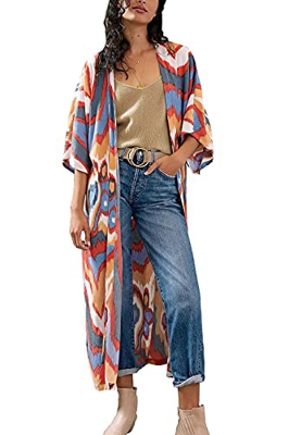 L-Peach Pareo Cárdigan Túnica de Playa Beach Bikini Cover Up para Mujer
