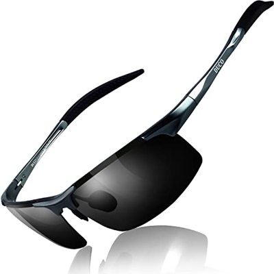 Duco Gafas de sol deportivas polarizadas para hombre con ultraligero y marco de metal irrompible, 100% UV400-8177S (Gunmetal/Gris)
