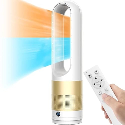 Calentador Y Ventilador Enfriador 2 en 1 - 2000W Calentador de Ventilador de Torre Calefacción de Cerámica con Control Remoto para El Hogar Dormitorio