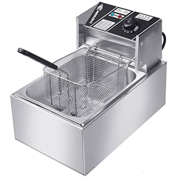 Freidora con cesta, freidora eléctrica de encimera de 2500 W, freidora de aceite de acero inoxidable engrosado con cestas extraíbles, mango y limitado precio