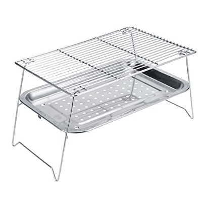 3 Unids/set Parrilla De Barbacoa Plegable Portátil, Parrilla De Barbacoa De Acero Inoxidable Multifunción Fácil De Usar, Herramienta De Barbacoa Fácil
