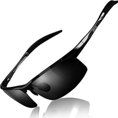 Duco Gafas de sol deportivas polarizadas para hombre con ultraligero y marco de metal irrompible, 100% UV400-8177S (Negro/Gris)