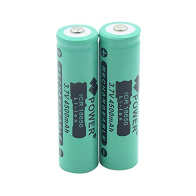 ALCR Batería de Iones de Litio de 3,7v 4500mah 18650, Uso Recargable para Linterna, Tableta, portátil,vehículo, grabadora de Datos deviaje, 2 uds.