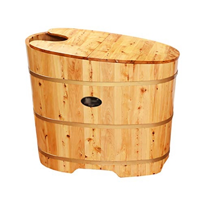 KLZUOPT Portable Bathtub Adult Solid Wood Bathtub Portable Bathtub Household Adult SPA Bathing Bathroom Hot Water Bath Thick and Durable Wooden Bathtu