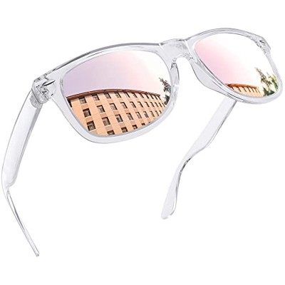 Joopin Gafas de Sol Mujer Hombre Polarizadas Clásicas Cuadradas de Moda Marco Transparente Lente Con Espejo Rosa Fashion Sunglasses Men Women