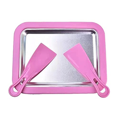 Plato con 2 palas Casero Rolled Ice Sorbet Maker Hielo Casero (Rosa)