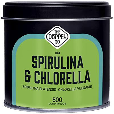 Espirulina y Chlorella Ecológica | 500 comprimidos | 1500 mg por Dosis | Alga Espirulina y Alga Chlorella | Sin Aditivos - Efecto Saciante - Detox | P