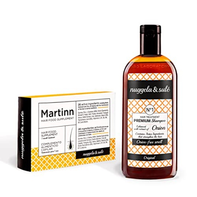 Nuggela & Sulé Complemento Alimenticio para el Cabello - 65 gr + Champú Premium con extracto de cebolla - Estimula el crecimiento del cabello - 250 ml