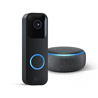 Blink Video Doorbell + Sync Module 2 + Echo Dot (3.ª generación) | Con audio bidireccional, vídeo HD, Alexa, notificaciones en la app, fácil de config