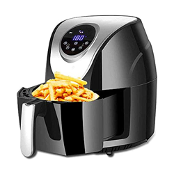 Freidora de aire compacta, horno de freidora de aire caliente con pantalla táctil preestablecida sin aceite, apagado automático y temporizador de 30 m en oferta