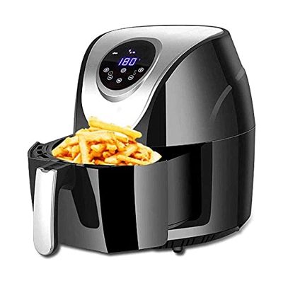 Freidora de aire compacta, horno de freidora de aire caliente con pantalla táctil preestablecida sin aceite, apagado automático y temporizador de 30 m