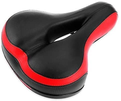 Asiento para Bicicleta Sillin Bicicleta Más cómodo Extra Ancho Amplio Espuma Suave Acolchada Ciclismo Grande Ancho Asiento de Bicicleta Rojo y Negro C en oferta