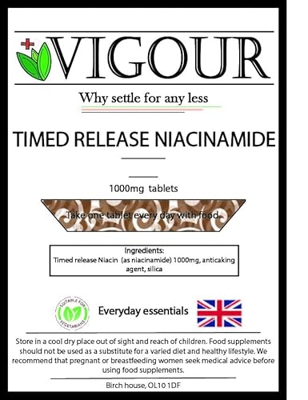 Niacinamida - 60 comprimidos de alta resistencia de 1000 mg