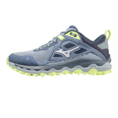 Mizuno Wave Mujin 8 (W), Zapatillas de Trail Running Mujer, Troposphere/White/NeoLime, 38.5 EU