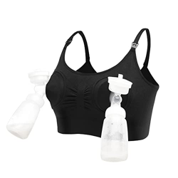 LEAPOVER Mujeres Manos Libres Bomba De Lactancia De Mama Bomba De Bombeo De Maternidad Sujetador De Enfermería, Negro, L precio