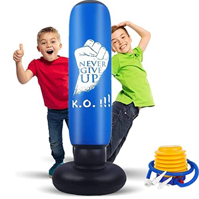EIVONDA Saco de Boxeo Niños 160cm Inflable Saco de Boxeo de Pie Saco de Arena con Bomba de Aire para Practicar Karate Taekwondo y Aliviar la Energía A