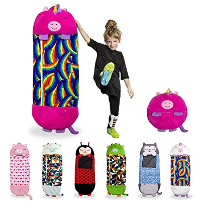 Sacos De Dormir Suaves Y Cálidos para Niñas Y Niños, Saco De Dormir Animal Divertido Y Lindo con Almohada De Descanso, Saco De Dormir Plegable para La