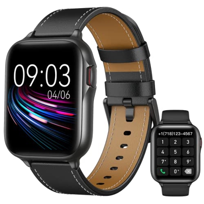 Parsonver Smartwatch Hombre con Llamadas Bluetooth, 1.69'' Reloj Inteligente Hombre IP68, SpO2, Pulsómetro, Monitor de Sueño con Correa de Piel Artifi